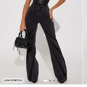 Fashion Nova Burst Pattern Stretch Flare Jeans 5 NWT